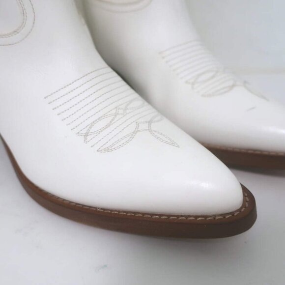 Partlow Abigail 55 Metallic-Embroidered Cowboy Boots White Leather Size 39 - Picture 2 of 16